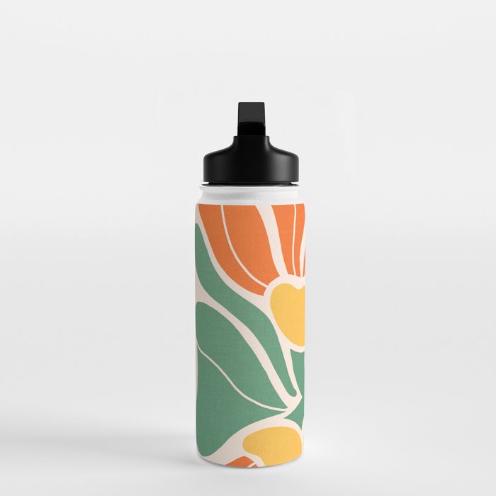 Modern Boho Art Nouveau Floral 1.2 Duo Orange and Green Water Bottle Gallery Image 3
