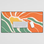 Modern Boho Art Nouveau Floral 1.2 Duo Orange and Green Desk Mat Gallery Image 1