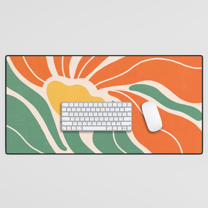 Modern Boho Art Nouveau Floral 1.2 Duo Orange and Green Desk Mat Gallery Image 1