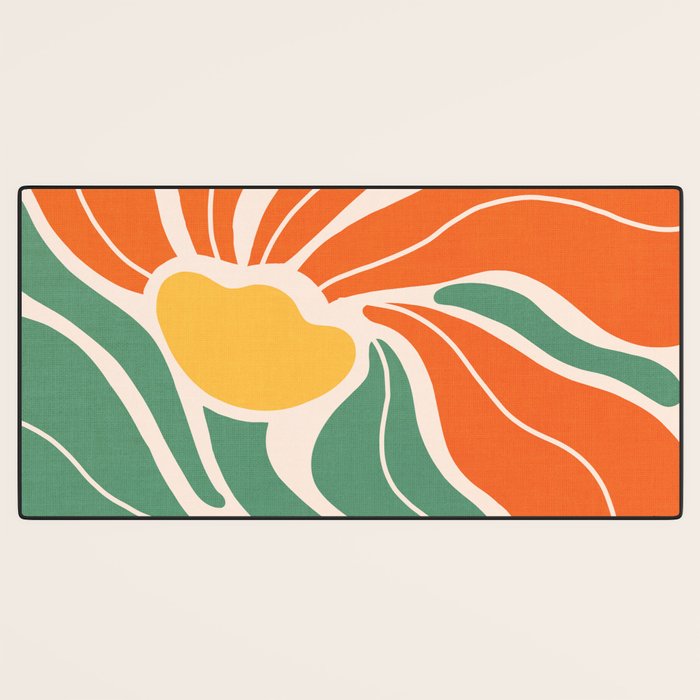 Modern Boho Art Nouveau Floral 1.2 Duo Orange and Green Desk Mat Gallery Image 3