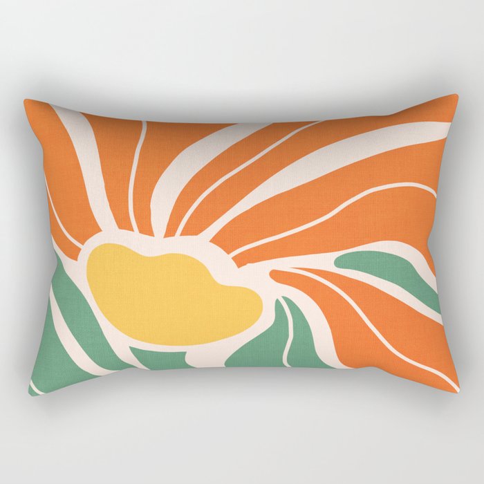 Modern Boho Art Nouveau Floral 1.2 Duo Orange and Green Rectangular Pillow Gallery Image 1