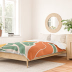 Modern Boho Art Nouveau Floral 1.2 Duo Orange and Green Duvet Cover Gallery Image 2