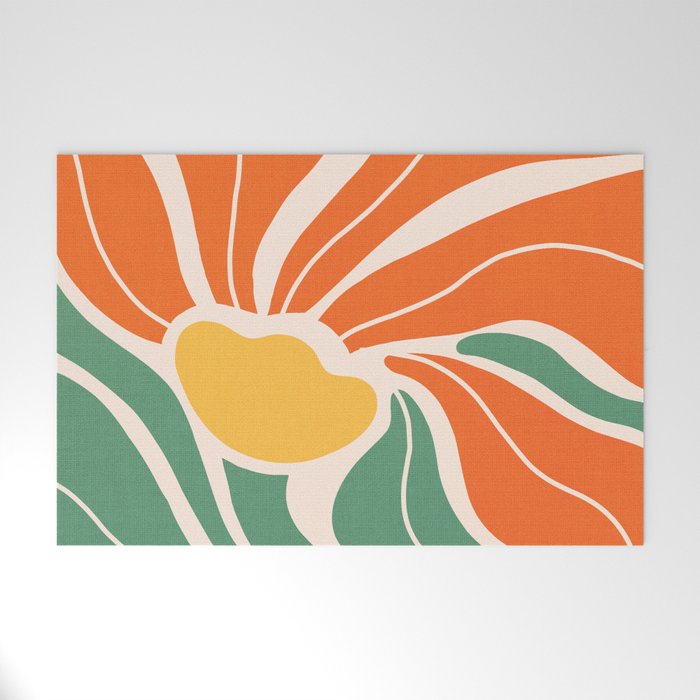 Modern Boho Art Nouveau Floral 1.2 Duo Orange and Green Welcome Mat Gallery Image 1