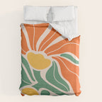 Modern Boho Art Nouveau Floral 1.2 Duo Orange and Green Duvet Cover Gallery Image 6