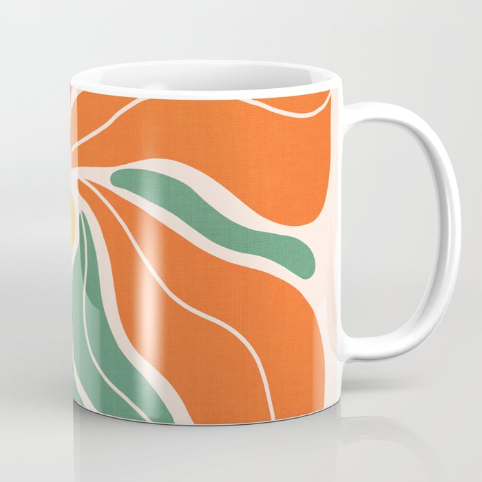 Modern Boho Art Nouveau Floral 1.2 Duo Orange and Green Coffee Mug Gallery Image 1
