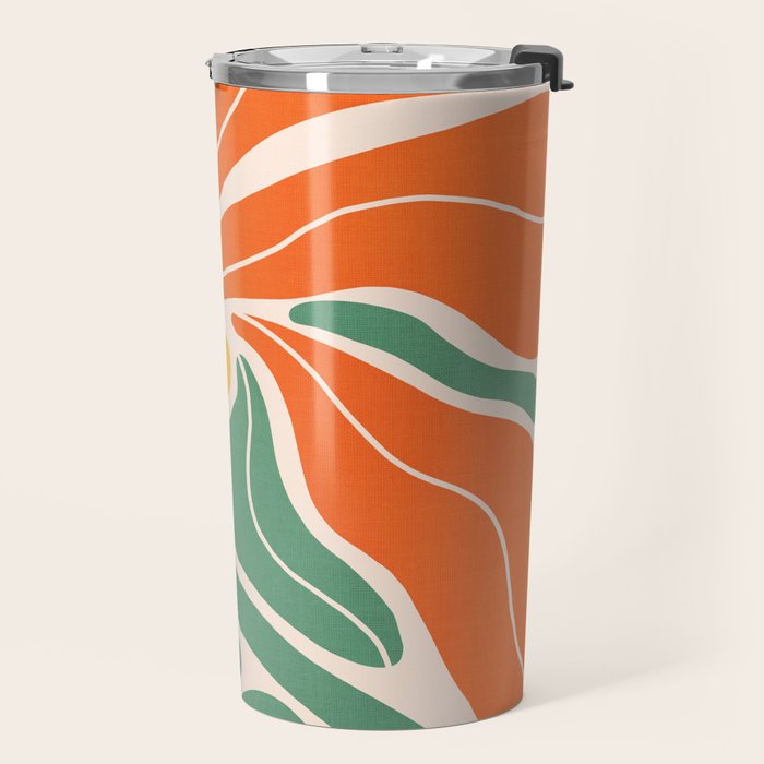 Modern Boho Art Nouveau Floral 1.2 Duo Orange and Green Travel Mug Gallery Image 2