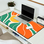 Modern Boho Art Nouveau Floral 1.2 Duo Orange and Green Desk Mat Gallery Image 2