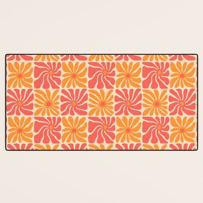Vintage hippie flower art pattern Desk Mat Gallery Image 3