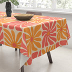 Vintage hippie flower art pattern Tablecloth Gallery Image 3