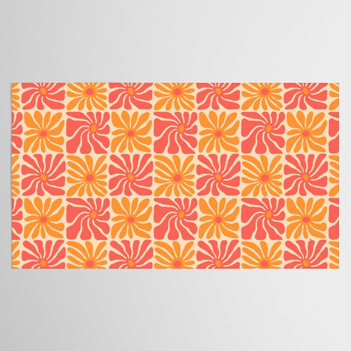 Vintage hippie flower art pattern Tablecloth Gallery Image 2