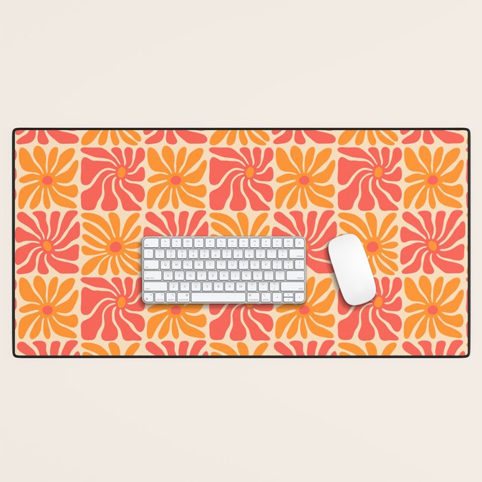 Vintage hippie flower art pattern Desk Mat Gallery Image 1