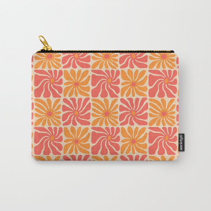 Vintage hippie flower art pattern Carry All Pouch Gallery Image 1