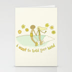 let's hold hands surfy valentine // retro surf art by surfy birdy Stationery Card Gallery Image 2
