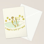 let's hold hands surfy valentine // retro surf art by surfy birdy Stationery Card Gallery Image 2