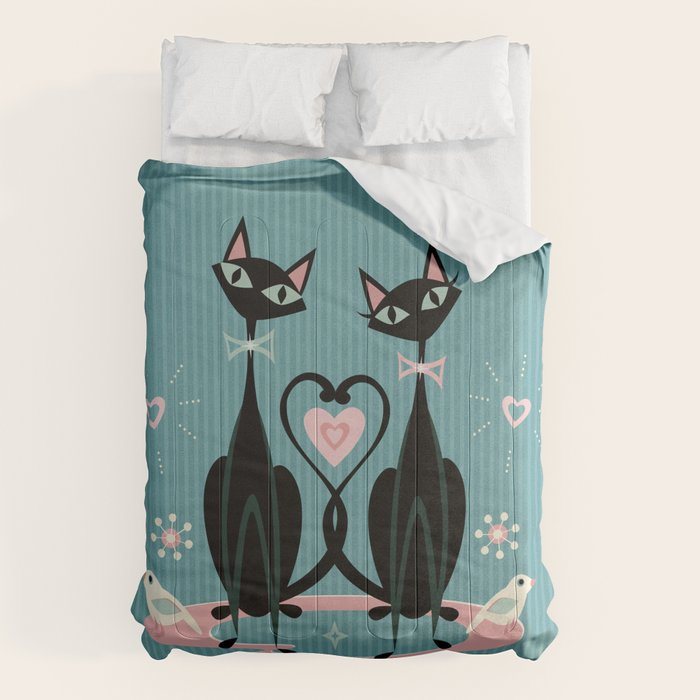Vintage Kitty Love ©studioxtine Comforter Gallery Image 1