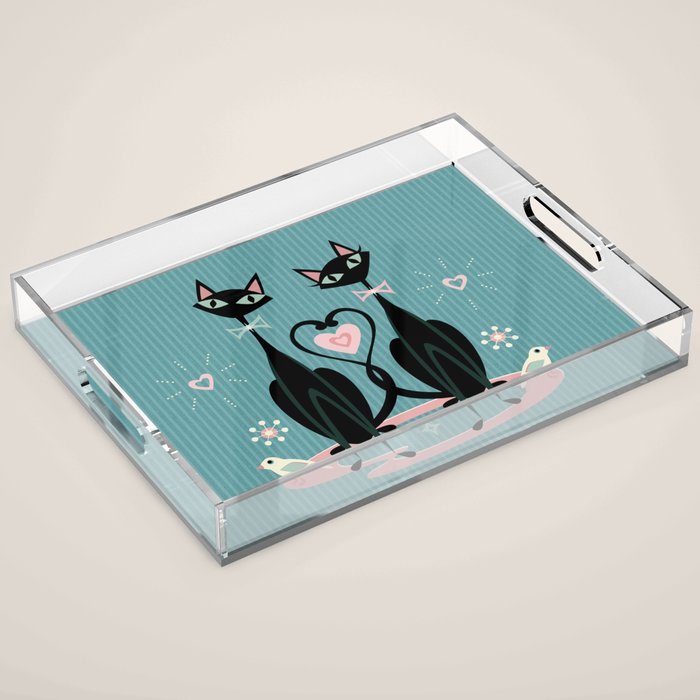 Vintage Kitty Love ©studioxtine Acrylic Tray Gallery Image 1