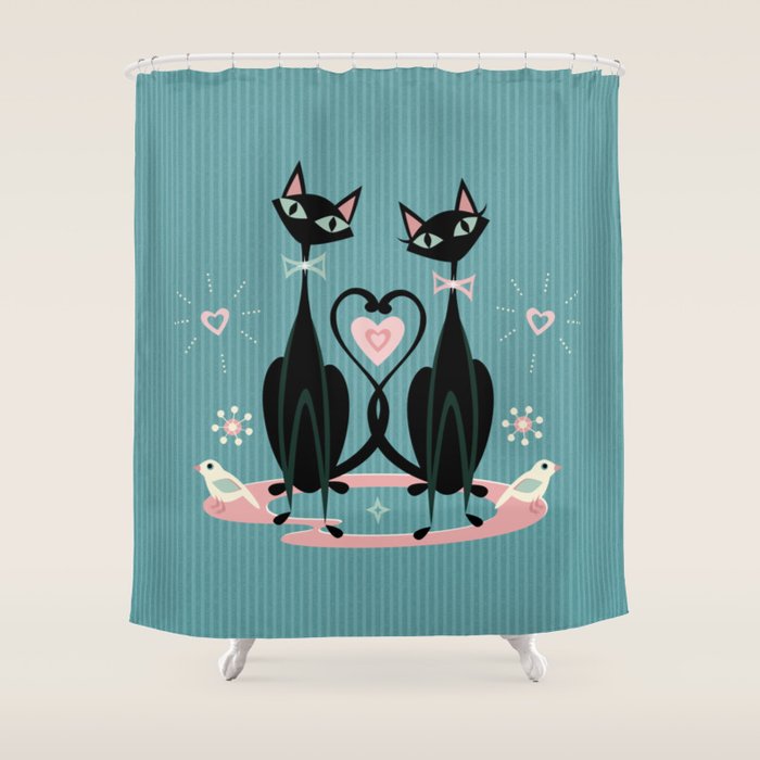 Vintage Kitty Love ©studioxtine Shower Curtain Gallery Image 1
