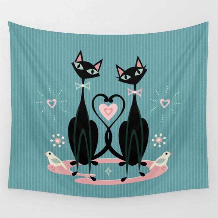 Vintage Kitty Love ©studioxtine Wall Tapestry Gallery Image 4