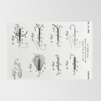 Fly Fishing Patent - Fisherman Art - Black And White Rug Gallery Image 2