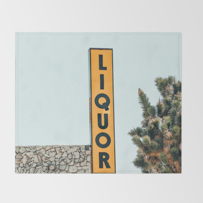 Liquor Sign - Retro Art Print Throw Blanket Gallery Image 2