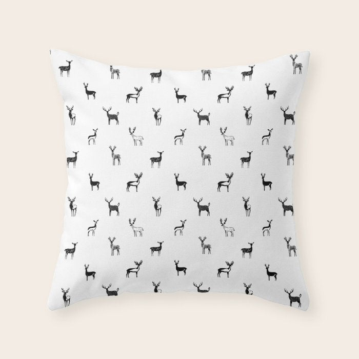 Reindeer animal doodle art pattern Throw Pillow Gallery Image 6