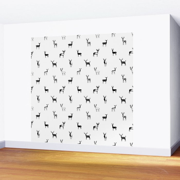 Reindeer animal doodle art pattern Wall Mural Gallery Image 2