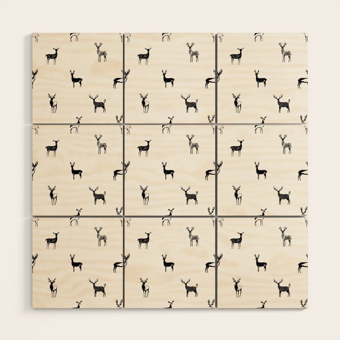Reindeer animal doodle art pattern Wood Wall Art Gallery Image 1