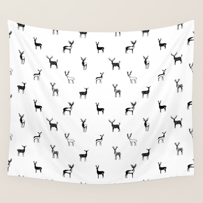 Reindeer animal doodle art pattern Wall Tapestry Gallery Image 1