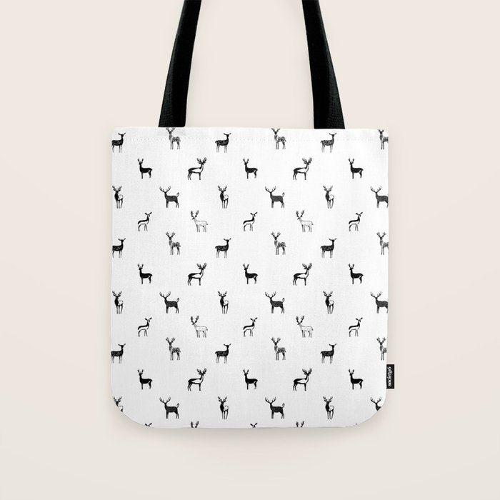 Reindeer animal doodle art pattern Tote Bag Gallery Image 1