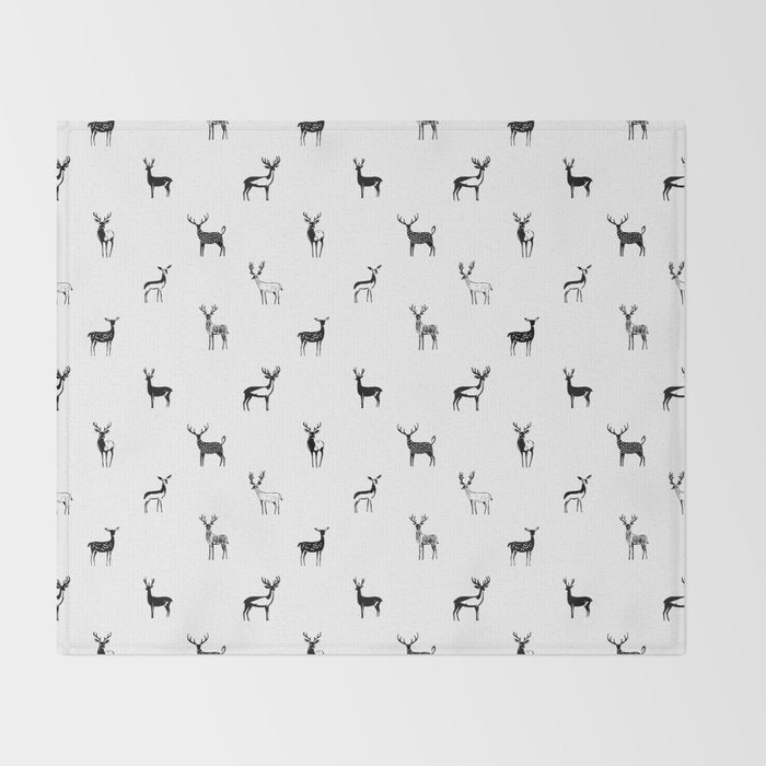 Reindeer animal doodle art pattern Throw Blanket Gallery Image 2
