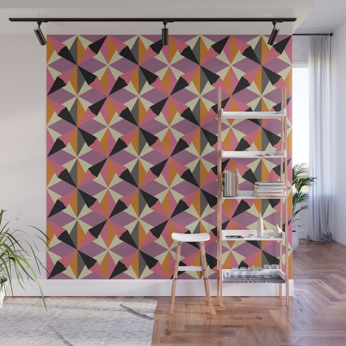 Geometric Color Utopia orange, lilac, gray, cream and black Wall Mural Gallery Image 1