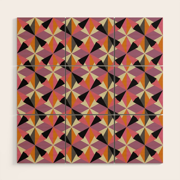 Geometric Color Utopia orange, lilac, gray, cream and black Wood Wall Art Gallery Image 1