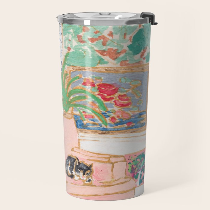 Catnap - Tuxedo Cat Napping in Chair by the Window Travel Mug Gallery Image 2