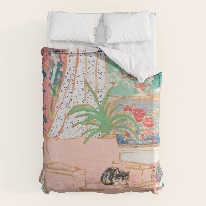 Catnap - Tuxedo Cat Napping in Chair by the Window Duvet Cover Gallery Image 6