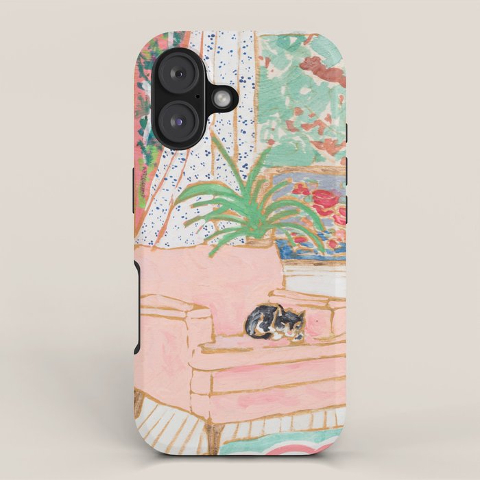 Catnap - Tuxedo Cat Napping in Chair by the Window iPhone Case Gallery Image 1