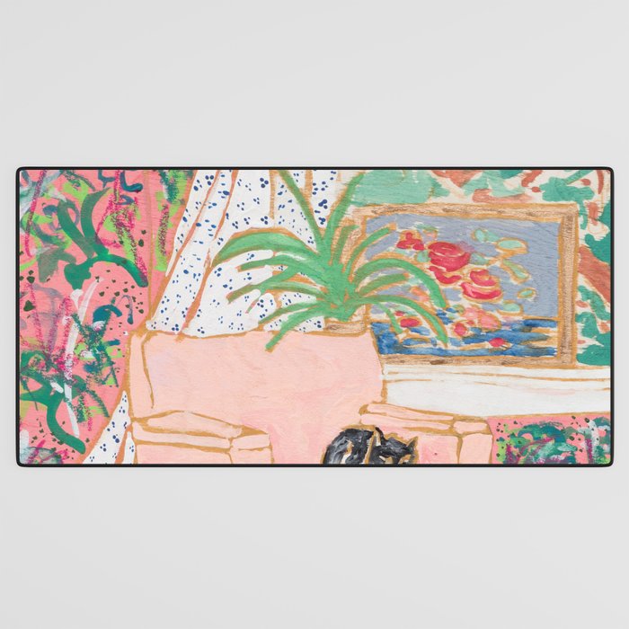 Catnap - Tuxedo Cat Napping in Chair by the Window Desk Mat Gallery Image 3