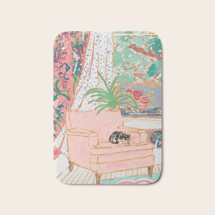 Catnap - Tuxedo Cat Napping in Chair by the Window Bath Mat Gallery Image 1