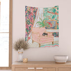 Catnap - Tuxedo Cat Napping in Chair by the Window Wall Tapestry Gallery Image 2