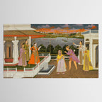 A blindfolded suitor is brought before a princess; verso/ scrolling floral vines 1755 Fayzullah Indian Miniature Painting  Tablecloth Gallery Image 2