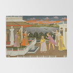 A blindfolded suitor is brought before a princess; verso/ scrolling floral vines 1755 Fayzullah Indian Miniature Painting  Rug Gallery Image 2