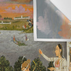 A blindfolded suitor is brought before a princess; verso/ scrolling floral vines 1755 Fayzullah Indian Miniature Painting  Wall Tapestry Gallery Image 3