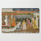 A blindfolded suitor is brought before a princess; verso/ scrolling floral vines 1755 Fayzullah Indian Miniature Painting  Cutting Board Gallery Image 1