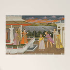 A blindfolded suitor is brought before a princess; verso/ scrolling floral vines 1755 Fayzullah Indian Miniature Painting  Welcome Mat Gallery Image 1