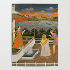 A blindfolded suitor is brought before a princess; verso/ scrolling floral vines 1755 Fayzullah Indian Miniature Painting  Poster Gallery Image 4