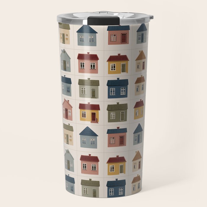 Whimsical Cottage Grid - Cozy Heirloom Travel Mug Gallery Image 1