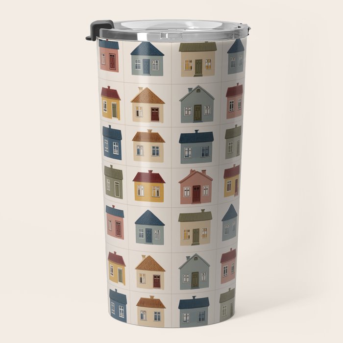 Whimsical Cottage Grid - Cozy Heirloom Travel Mug Gallery Image 3