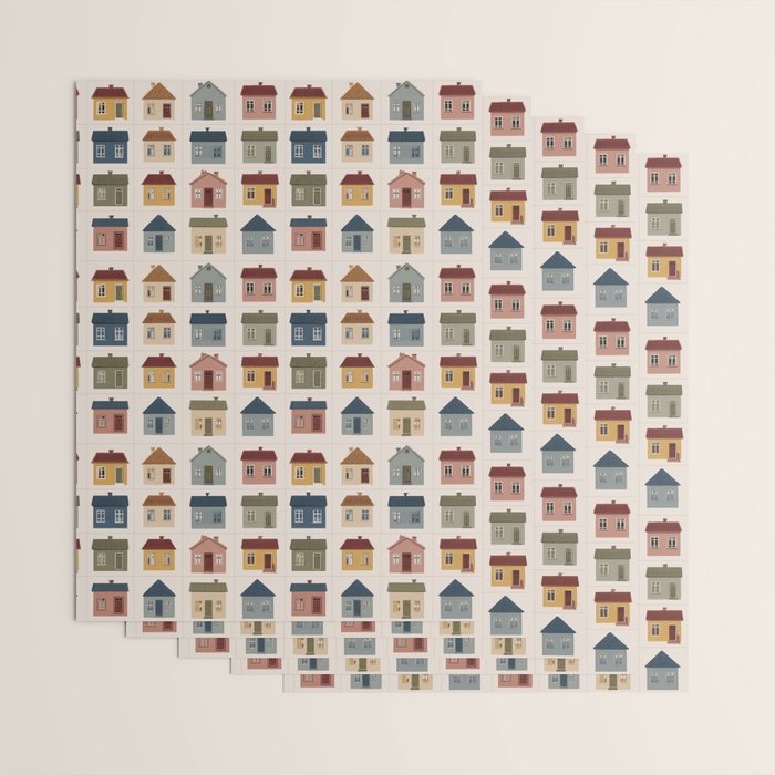 Whimsical Cottage Grid - Cozy Heirloom Wrapping Paper Gallery Image 3