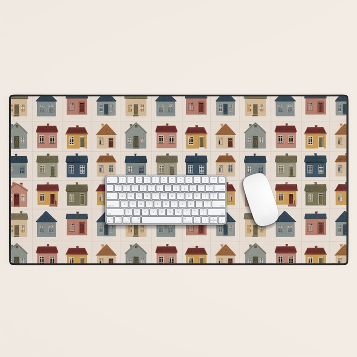 Whimsical Cottage Grid - Cozy Heirloom Desk Mat Gallery Image 1