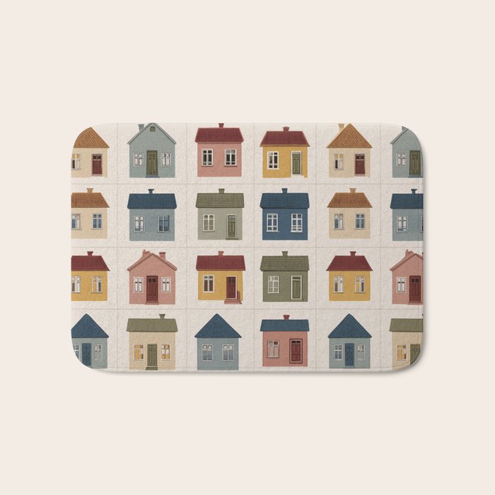 Whimsical Cottage Grid - Cozy Heirloom Bath Mat Gallery Image 1