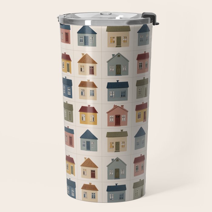 Whimsical Cottage Grid - Cozy Heirloom Travel Mug Gallery Image 2